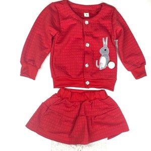 NWOT-Cute Bunny top, leggings with attached skirt.